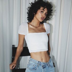 Princess polly city lights crop top white